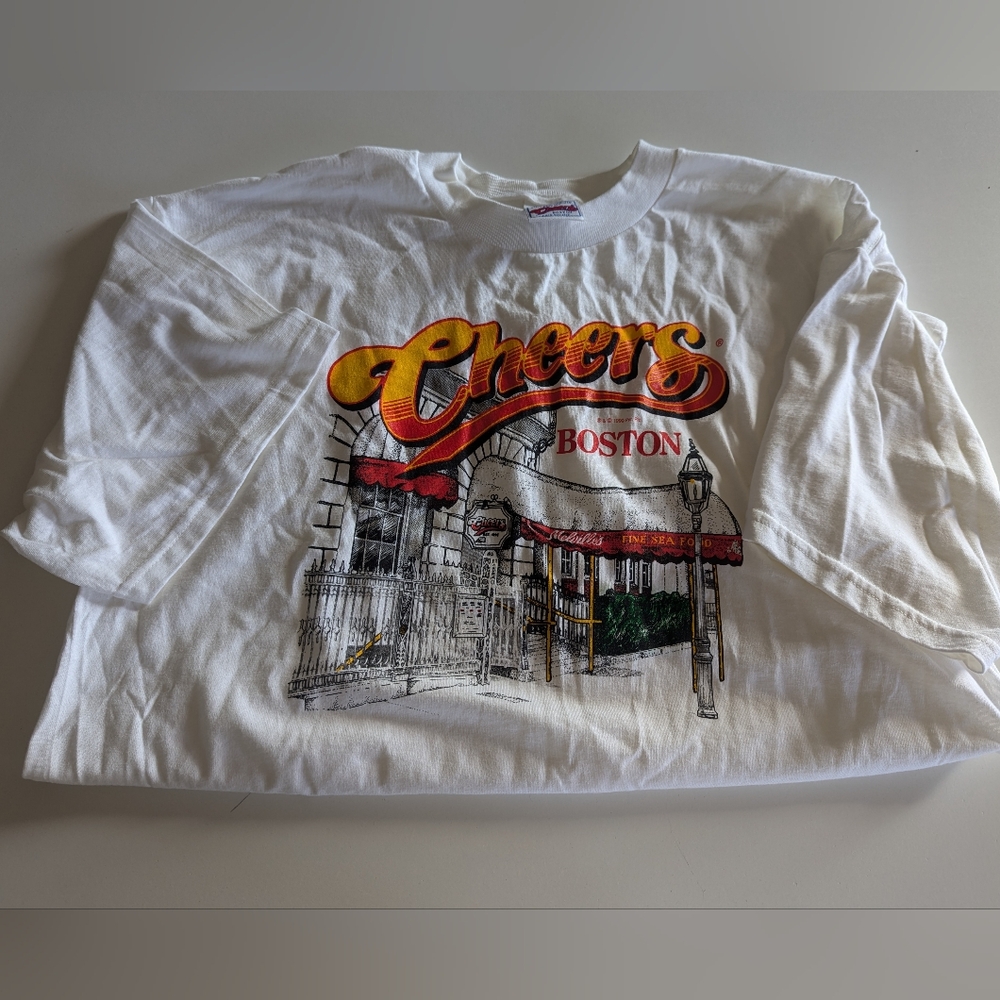 Vintage Cheers TV Series Bar graphic T Shirt Mens XL White 90s